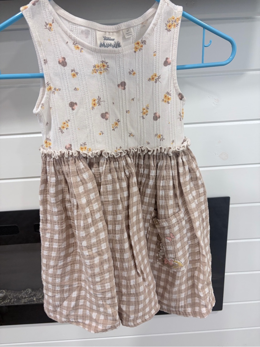 Target White Ribbed Bodice & Beige Gingham Sundress
